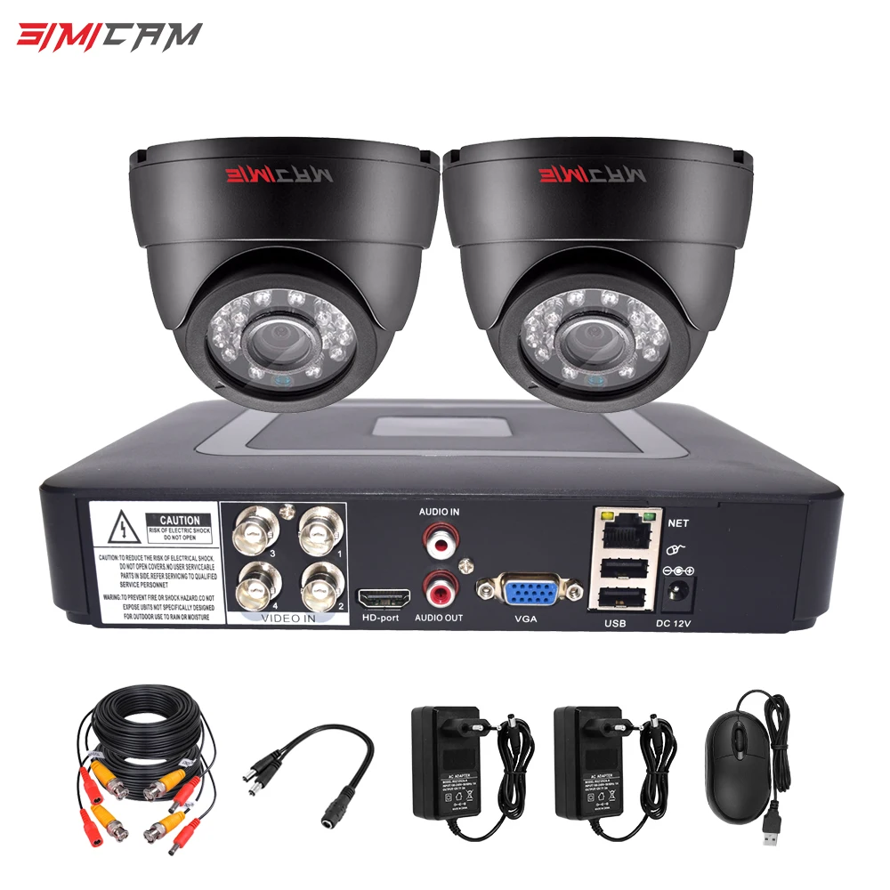 720P/1080P de Vídeo de las cámaras de Vigilancia del Sistema de Kit de DVR 4CH AHD Analógico 2pcs Casa de la Cúpula de Interior de la Visión Nocturna del CCTV de la Seguridad del Sistema establecido 4