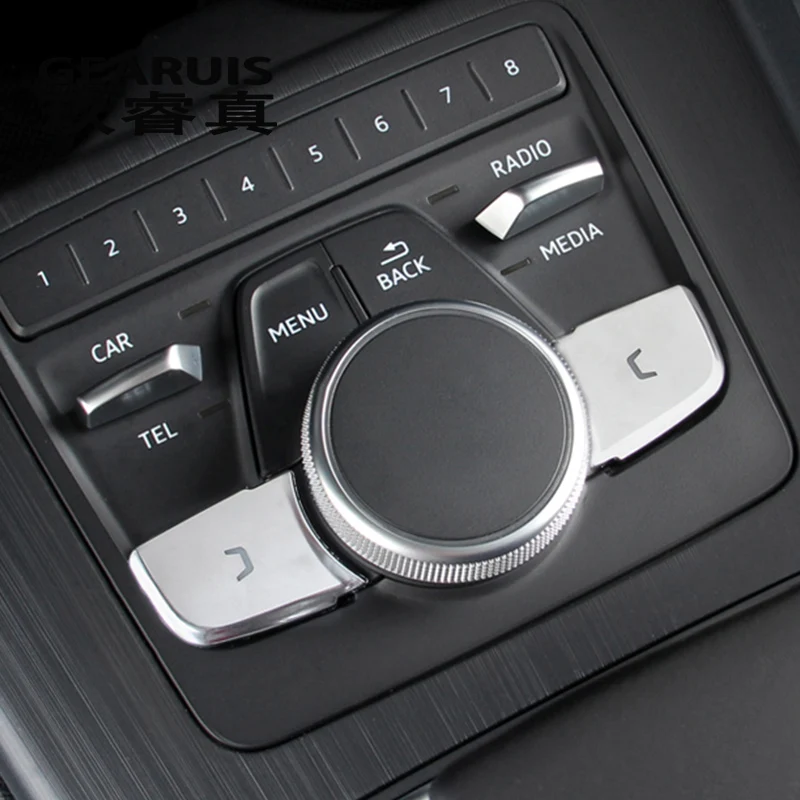 Car Styling Para Audi A4 B9 A5 de que los cambios en el Panel Cubre multimedia Negro botones del MENÚ de la etiqueta Engomada de la decoración de Interiores Accesorios de automóviles 4