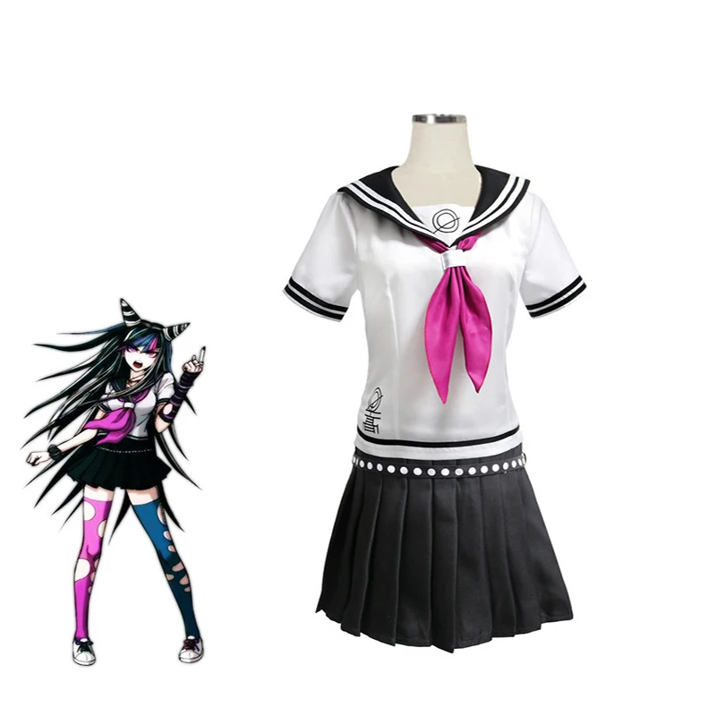 7PCS Anime DanganRonpa 2 Adiós Desesperación de Camisa de Vestir de Peluca Ibuki Mioda Cosplay Traje de Niña de la Escuela Jk Uniforme Traje de Falda 4