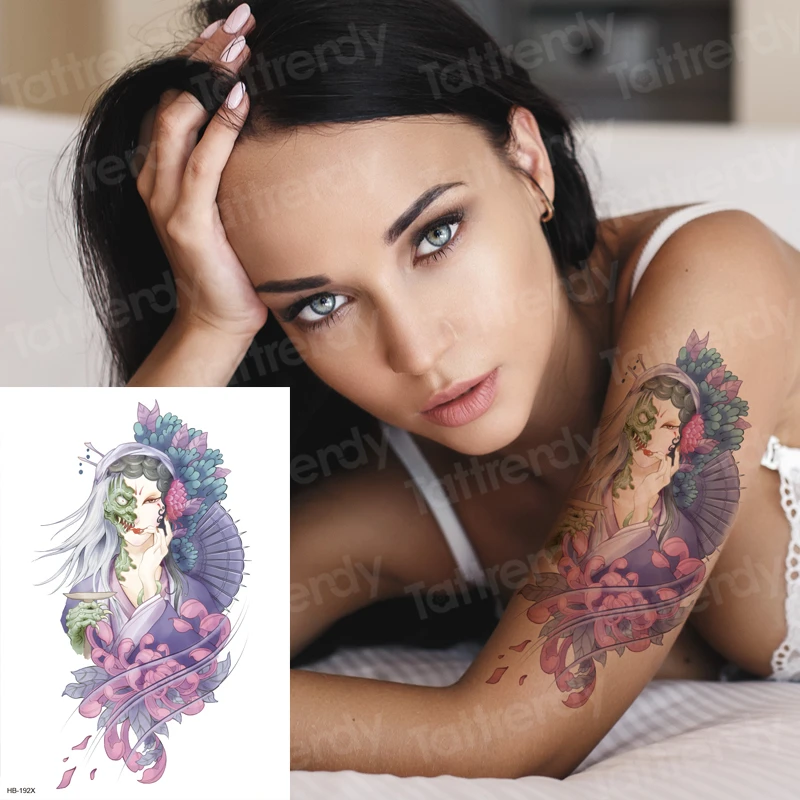 6PCS vintage tatuajes temporales zorro lobo flor de animales, plumas de aves tatuaje, patrón de la acuarela mayorista de tatuajes para mujeres 4