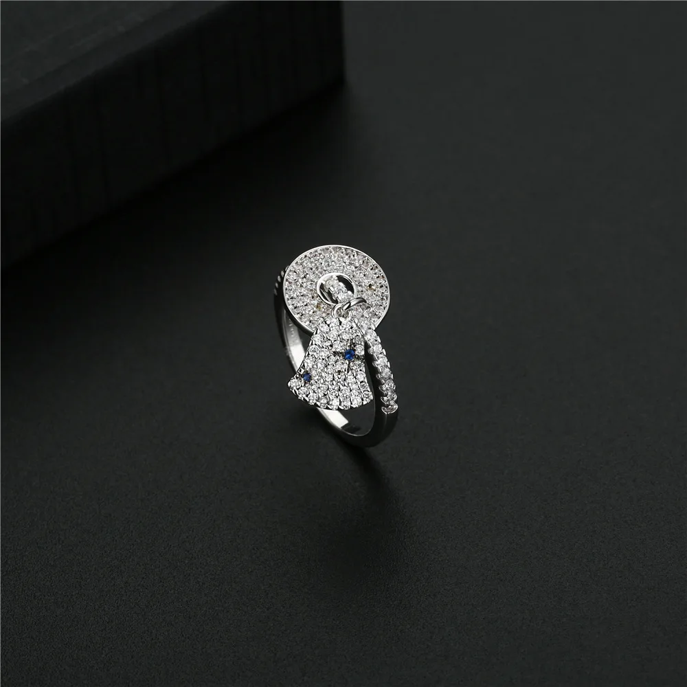 Nueva campana tragar con incrustaciones de diamante de la personalidad temperamento coreano diamante ins retro fresco anillo de las mujeres pueden usar joyería de la marca 4