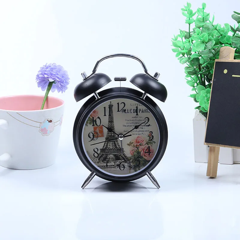 Retro Reloj De Alarma Simple Vintage Luminoso Reloj Despertador Estudiante De La Cabecera De La Mañana Se Levanta De La Mesa De Metal Reloj 4