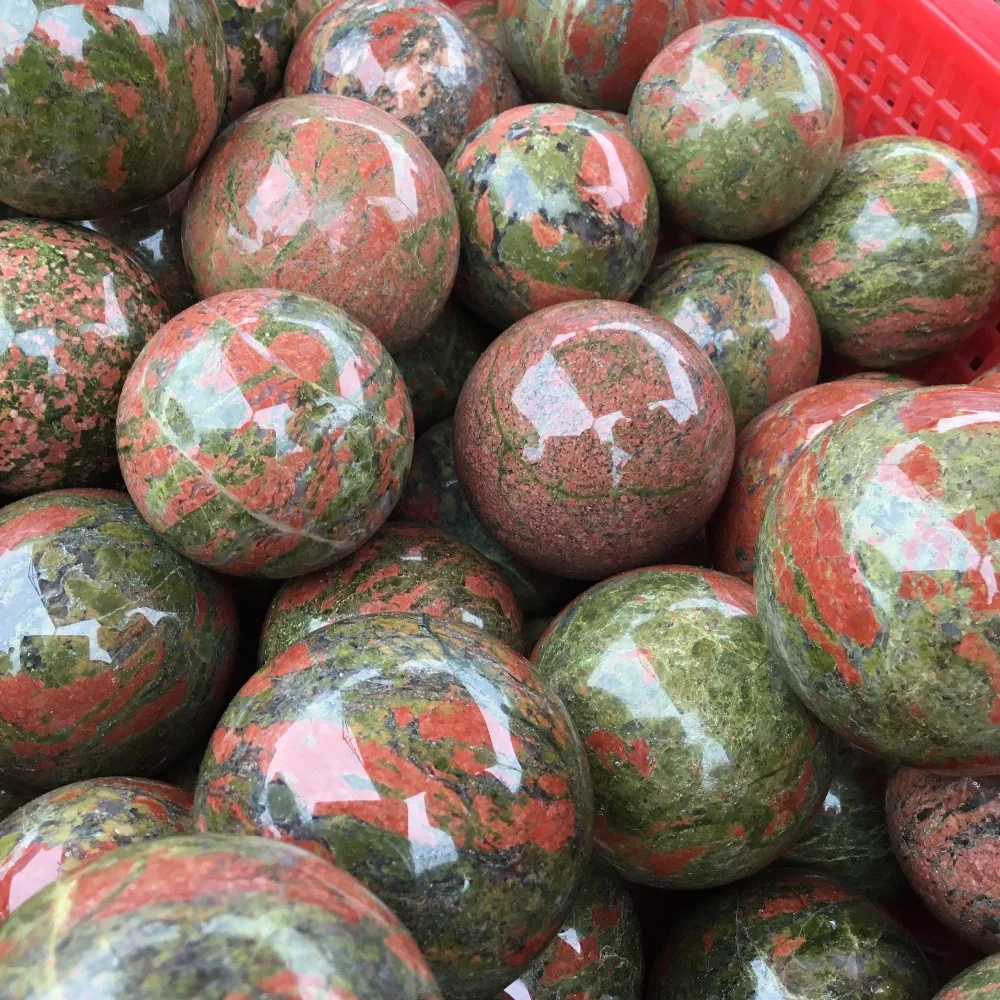 Natural de piedras preciosas bolas de Pulido de Unakite esfera de Cristal para la decoración del hogar 4
