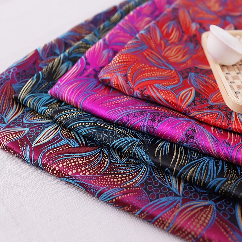 Brocado raso de tela de la tela para el vestido kimono cheongsam de tela para coser 4