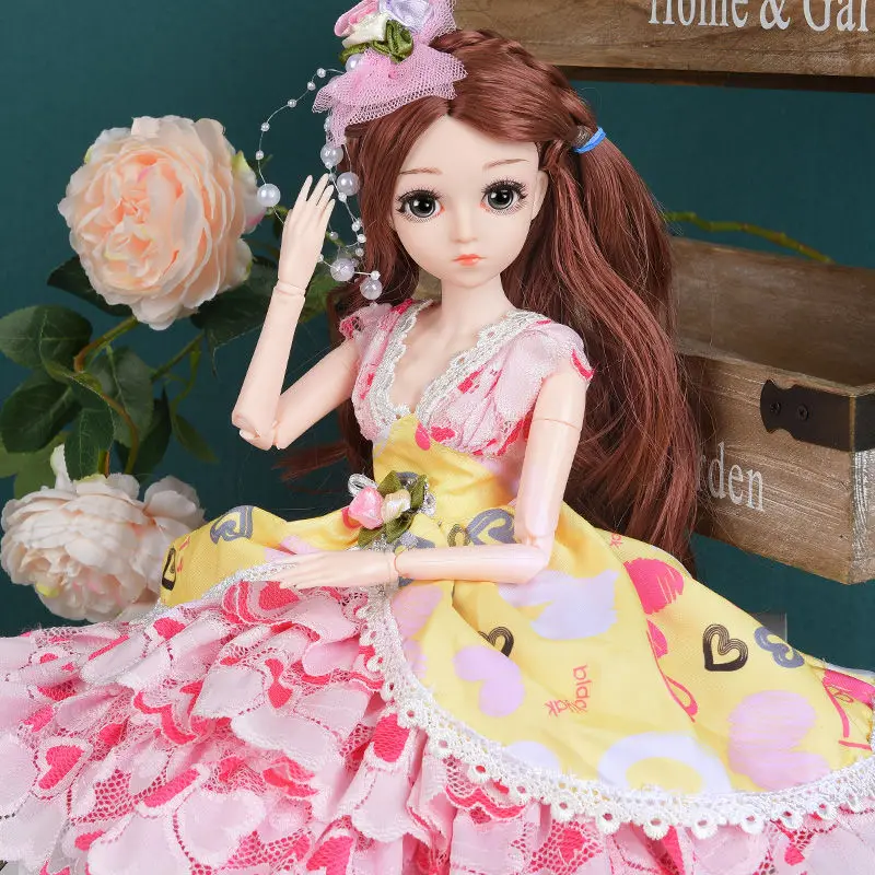 45cm princesa hermosa muñeca con un vestido de ropa de 1/3 de la muñeca BJD 20 conjunta bella de oro de la princesa de cabello puede elegir regalos para niñas 4