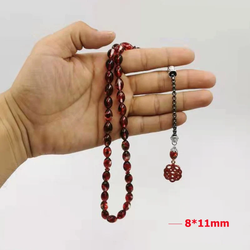 Especial de Resina Roja Tasbih del hombre pulsera de 33 prayerbeads islámica regalo para Eid Kazaz masbaha árabe diseño Misbaha Masbaha Rosario 4