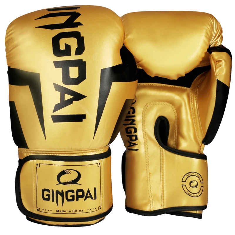 Buena Calidad de Oro de adultos guantes de kick boxing muay thai luva de boxe de Entrenamiento de lucha de las mujeres de los hombres de guante de boxeo MMA, Grappling guante 4