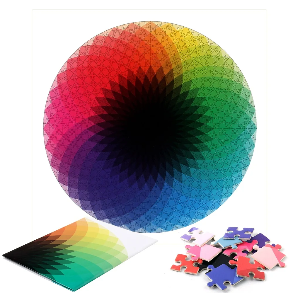 1000 Pieza de Rompecabezas, Ronda de Gradiente de Color arco iris de Rompecabezas para los Niños Adultos 4