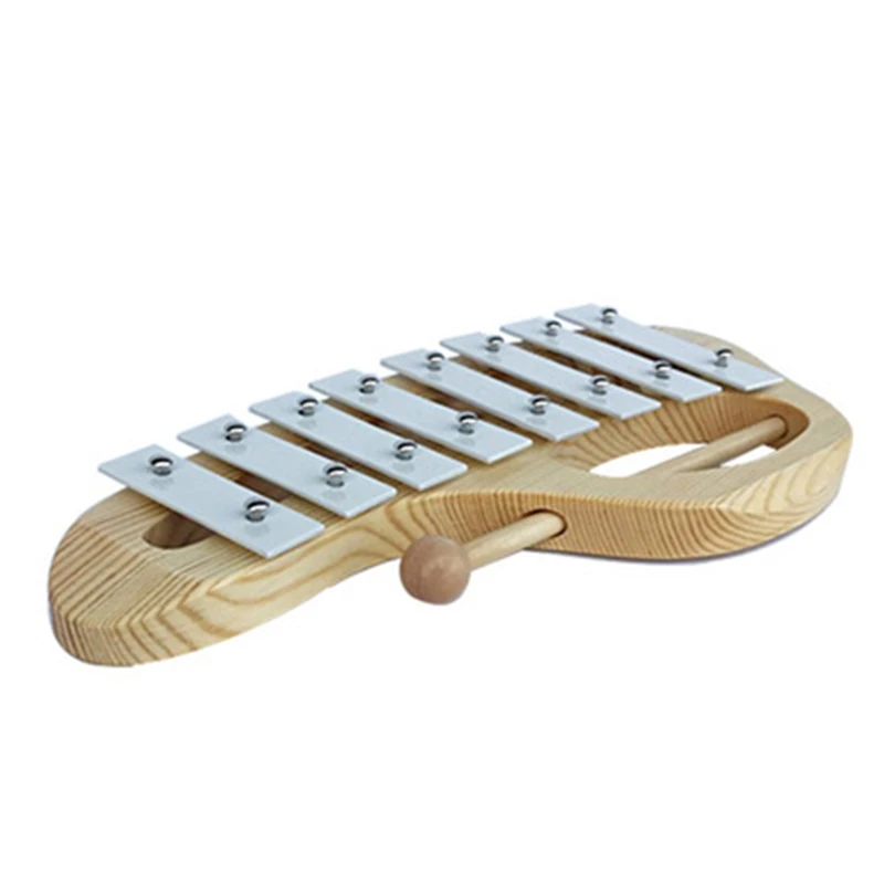 De la mano de Knock Xilófono Glockenspiel con Mazos 8 Tonos de Aluminio de la Hoja de Madera, Instrumento Musical de Educación Preescolar de Juguete para Ki 4
