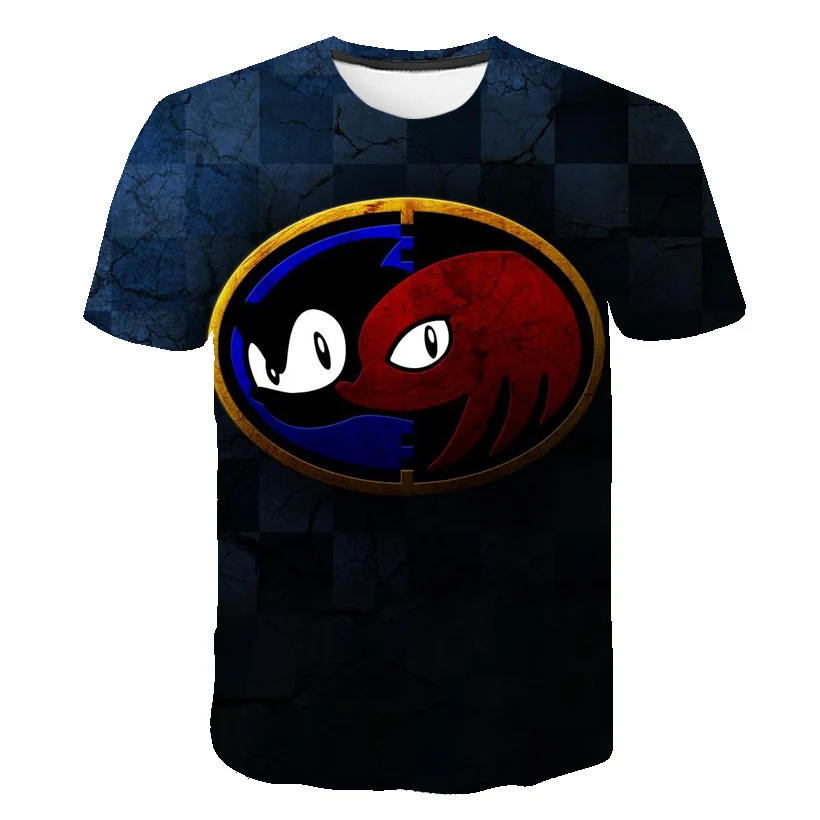 Verano de 2020 Muchacho de dibujos animados de Sonic Hedgehog T-shirt Azul Impreso en 3D de Niña Ropa de Niños Ropa de Bebé de la Diversión T-shirt O-cuello 4