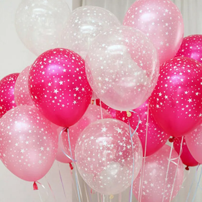 Nuevo 30 pcs azul rosa claro de Cinco estrellas impreso de perlas de látex globo de helio 12 pulgadas de la boda de la Fiesta de Cumpleaños Decorativos, Juguetes de niños 4