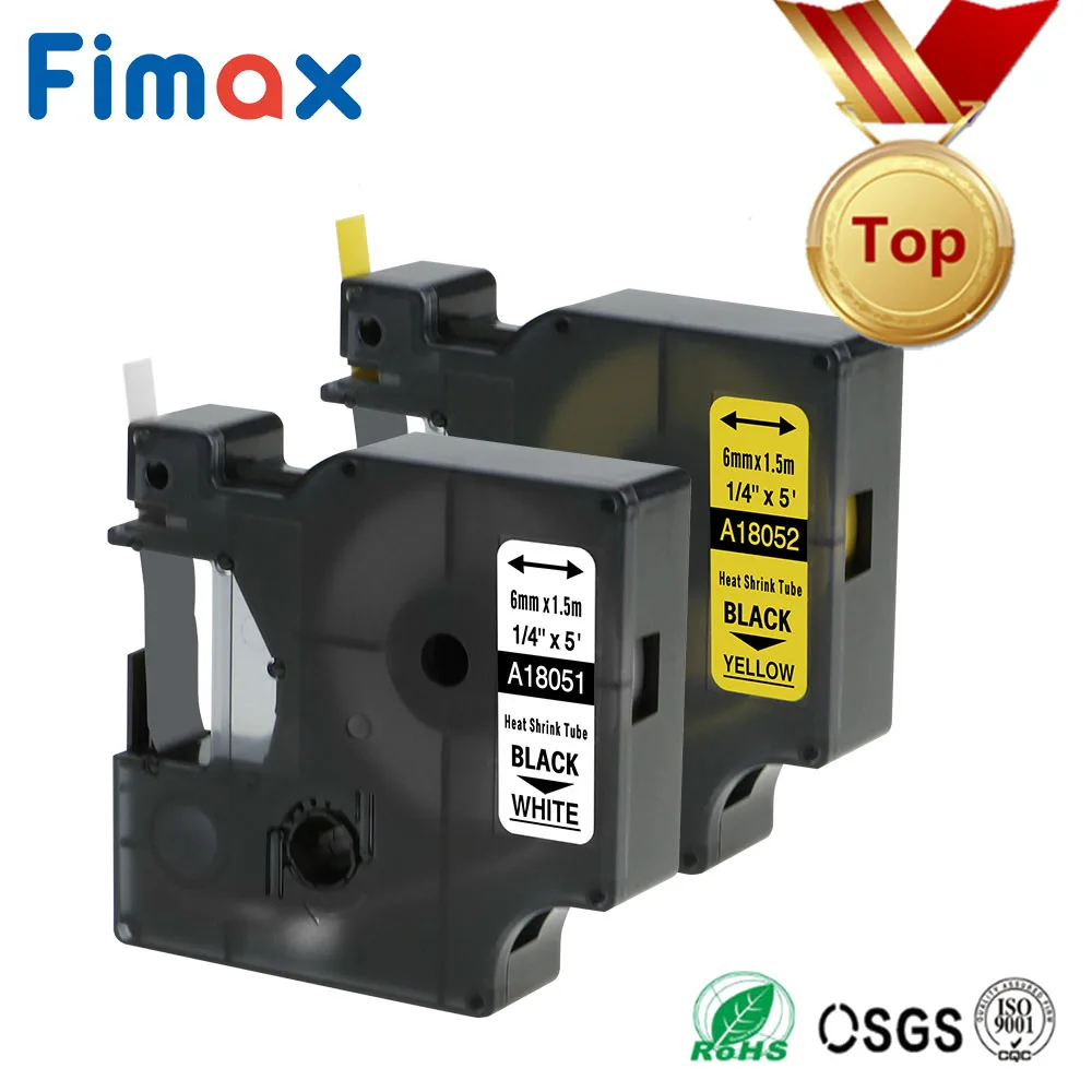 Fimax 2 Pcs Compatibles Dymo Industrial de Calor Tubo Retráctil 18051 18052 18053 18054 18055 18056 Fabricante de Etiquetas DYMO Rhino Impresora de Etiquetas 4