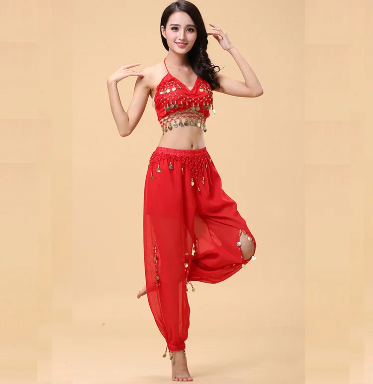 2 piezas del Conjunto de Profesionales de Danza Oriental de los Trajes de las Mujeres de la Danza del Vientre para Mujer Traje de la Danza India, Bollywood Vestido para Adultos 4