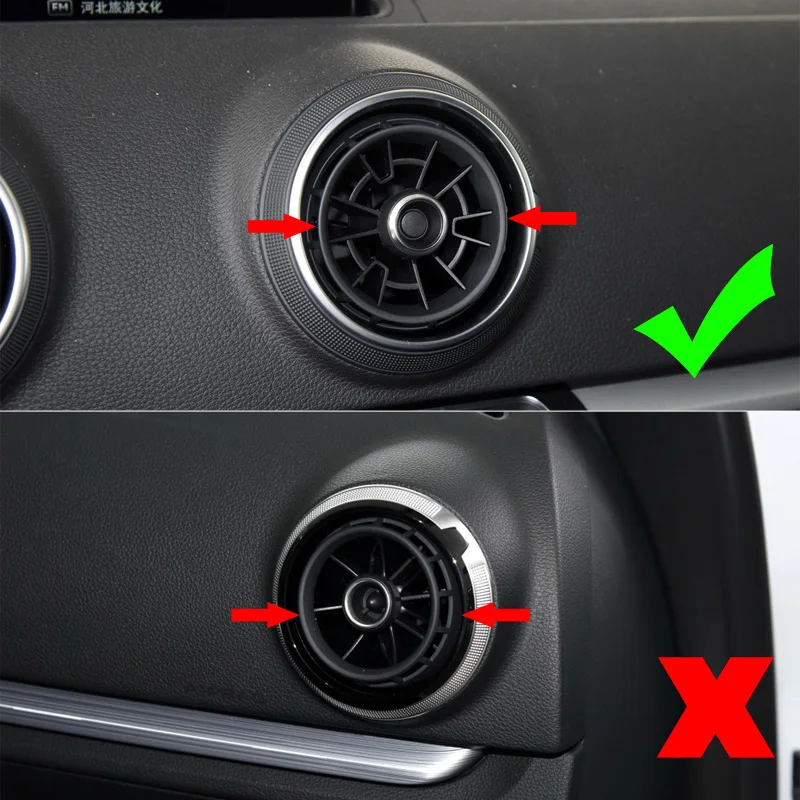 Aire Acondicionado Central Toma Círculos Decorativos Pegatinas de ajuste Para el Audi A3 8V 2013-2019 Coche Estilo Interior Modificado 4
