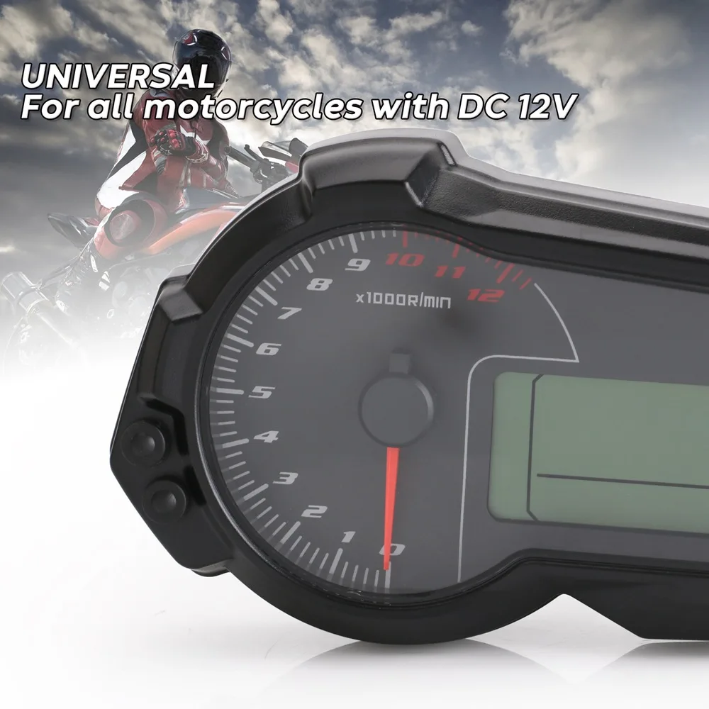 Universal 1200RPM Motocicleta Odómetro, Tacómetro UTV LCD Digital de Velocímetro Para Cilindros de 2,4 N1-6 4