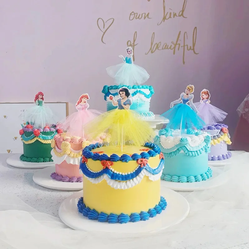 6pcs/lot niña de un año de edad, Cumpleaños, elsa anna princesa topper de la torta de la decoración para la fiesta de Cumpleaños de Topper para pastel de la decoración 4