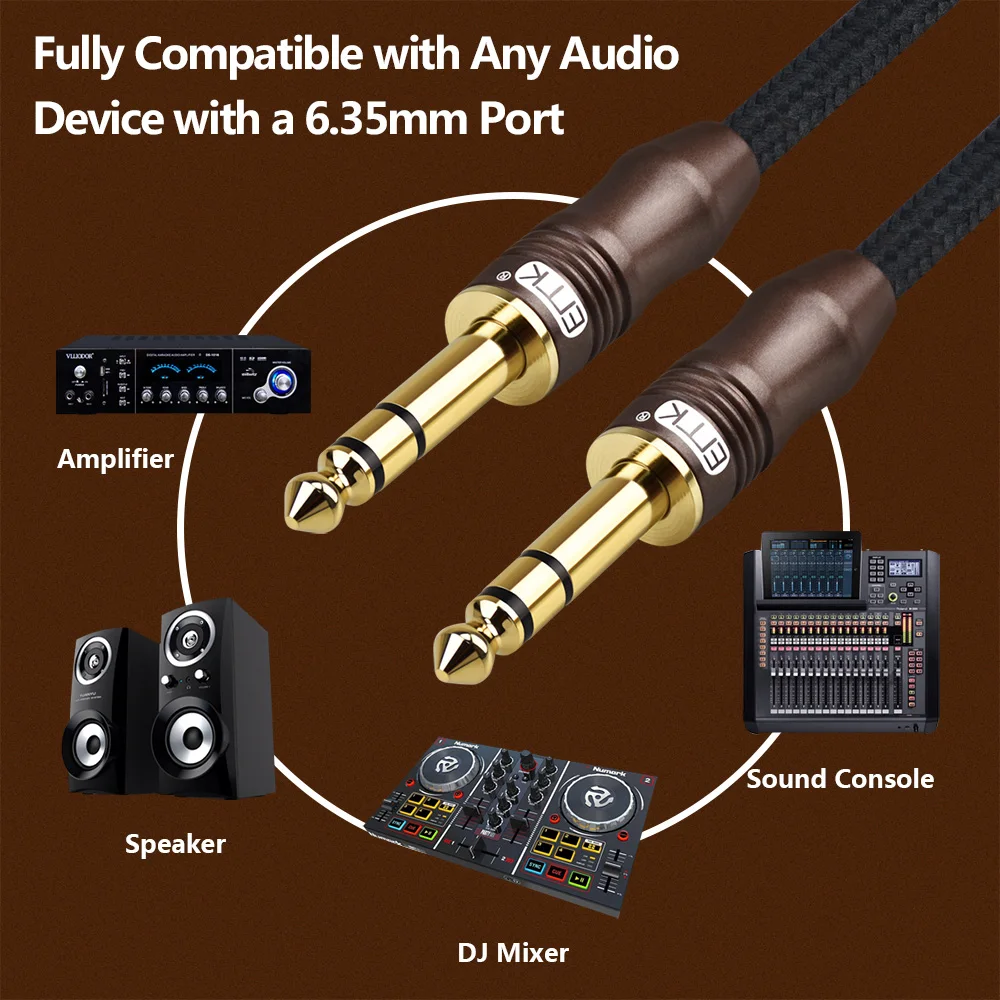 EMK 6.35 mm de Cable 6.5 Cable de Audio 6.3 doble Jack macho a Macho 6.35 de audio Cable de 1m 3m 5m 10m 15m de música para Guitarra Amplificador Mezclador 4
