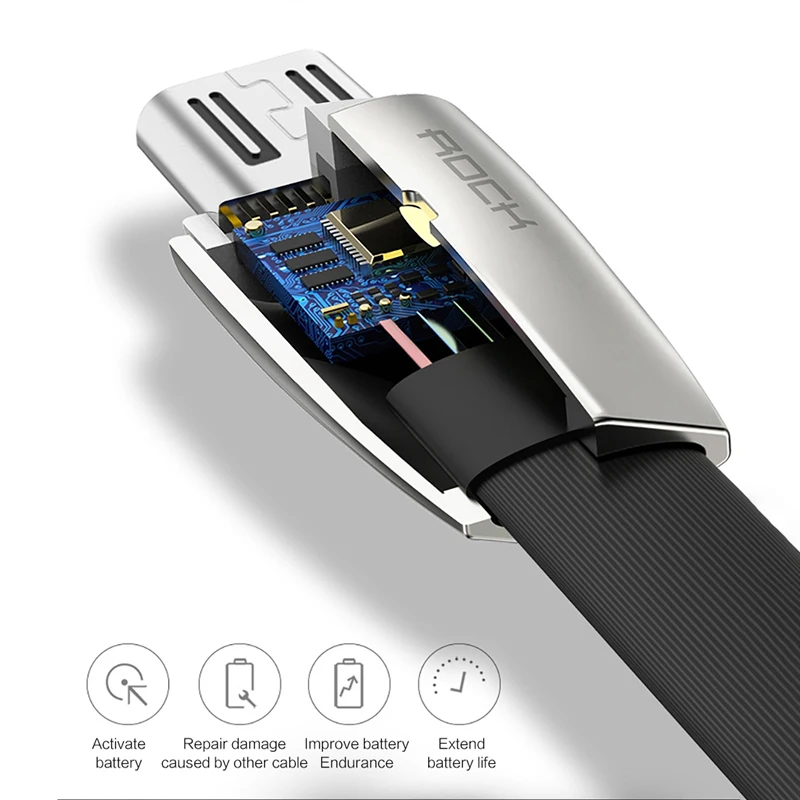 ROCK 2A 3D LED Micro USB Cable de Aleación de Zinc de la Lámpara del Led Cable Microusb para Samsung Htc Cargador Rápido de Cable para Xiaomi Huawei 4