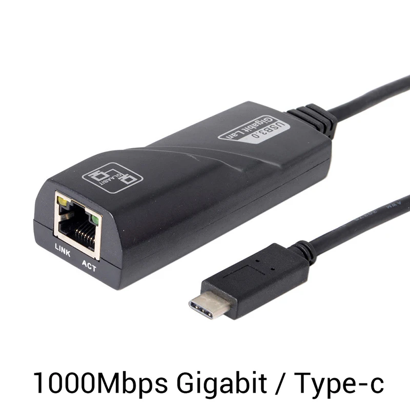 1000Mbps de Tipo c, USB-C A RJ45 Gigabit Ethernet LAN Cable de Adaptador de Red Para PC K Portátil Accesorio de color Negro 4