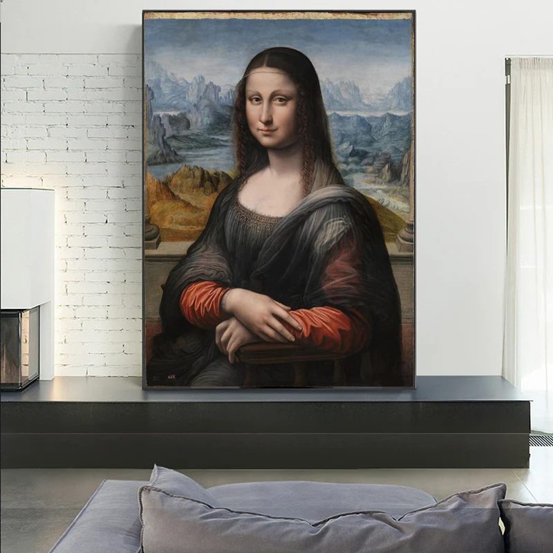 La Mona Lisa de Aceite de la Pintura de Da Vinci Famosa Pintura de Carteles e Impresiones de la Lona de la Decoración de la Pared del Arte de la Imagen para la Sala de estar Decoración para el Hogar 4