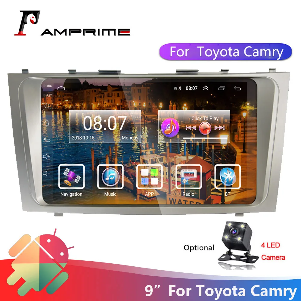 AMPrime 2din Coche Android de Radio 2.5 D de 9 pulgadas Reproductor Multimedia Para Toyota Camry 08 09 10 11 Navegación gps Wifi Cámara Estéreo de Audio 4