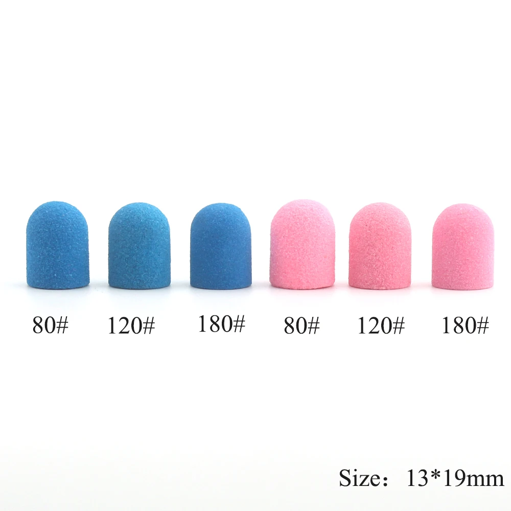 50pcs 13*19 mm Azul Rosa Lijado Tapas Eléctrica Cortador de Fresado Rotatorio de Perforación de Uñas Poco de Goma para la Manicura Pedicura Taladro Accesorios 4