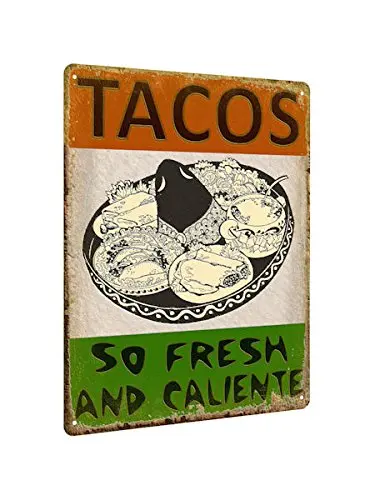 TACOS, comida MEXICANA letrero de METAL / restaurante de estilo vintage decoración de la pared de la pantalla 4