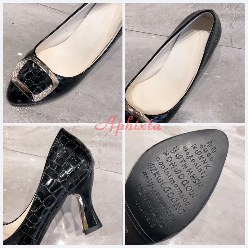 Aphixta 2020 Sexy 6cm Tacones de las Mujeres de Piel de Serpiente en Relieve Zapatos de Estilo italiano de la Moda de las Señoras de Muy Alta Metal Talón Bombas 4