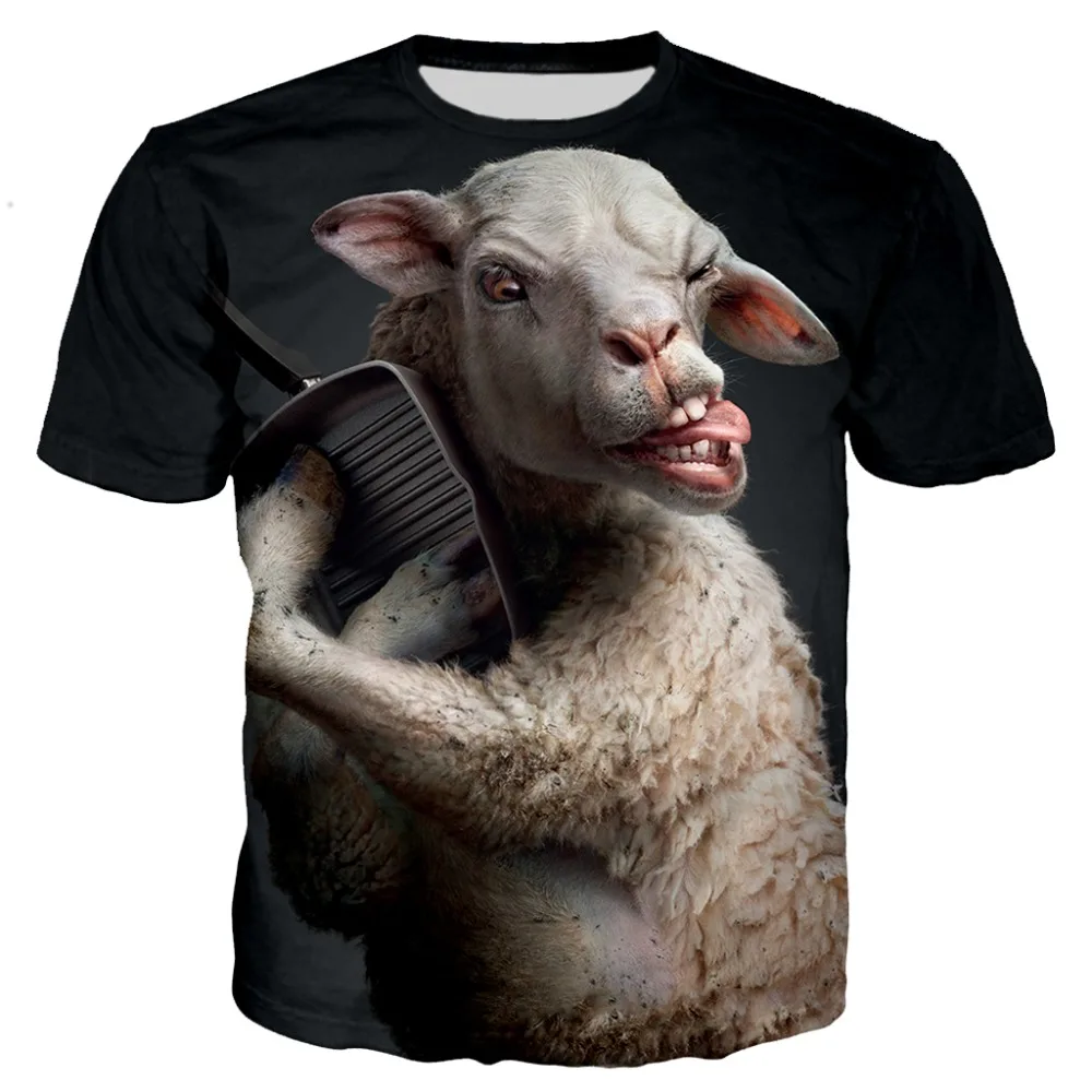 Nueva llegada popular Novedad animal perro cerdo vaca serie de camiseta de los hombres las mujeres de la impresión 3D de harajuku estilo camiseta tops de verano 4