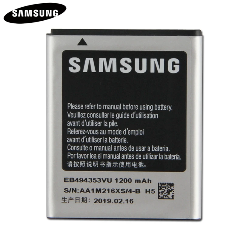 Original de la Batería del Teléfono EB494353VU EB494353VA Para Samsung S5330 S5232 C6712 S5750 GT-S5570 i559 S5570 GT-S5282 Batería de 1200mAh 4