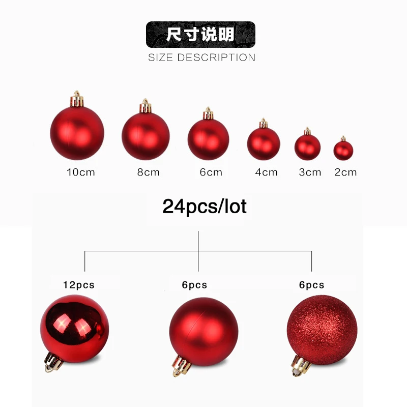 3cm 24pcs decoraciones de Navidad para la casa de las bolas de Navidad traje de plástico, bolas de árbol de Navidad Colgante новогодние украшения 2021 4