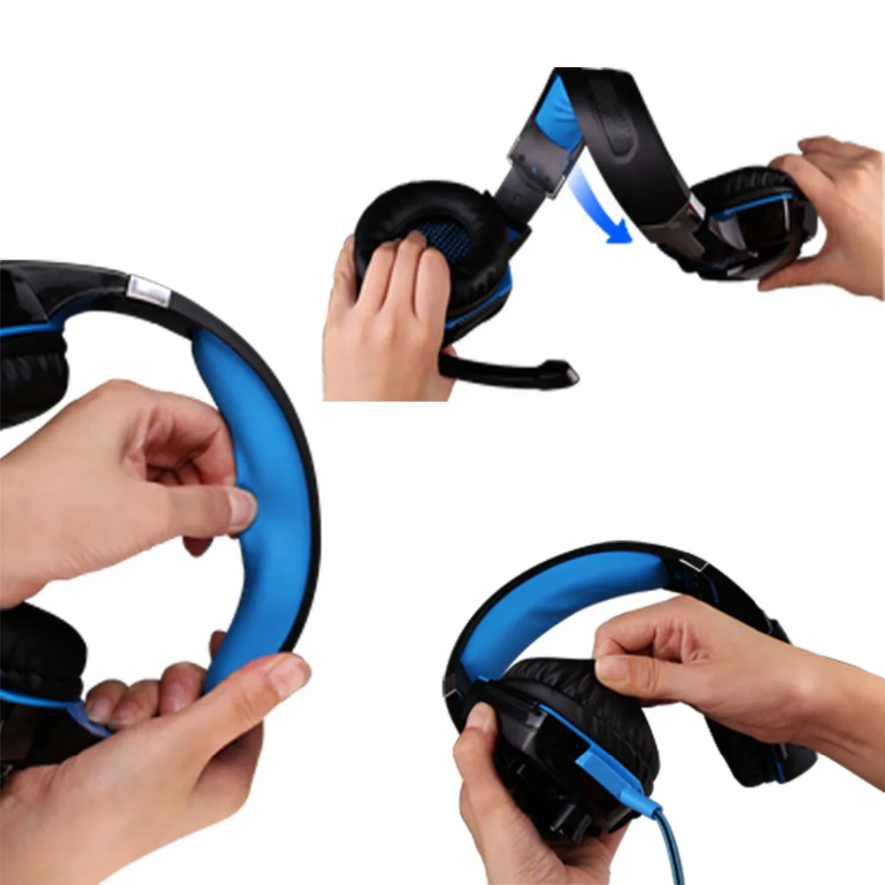 KOTION CADA Auricular para Juegos de Juego Headphhones de 3,5 mm para Auriculares Gamer Estéreo bass Auriculares Con Micrófono Led Para Ordenador PC 4