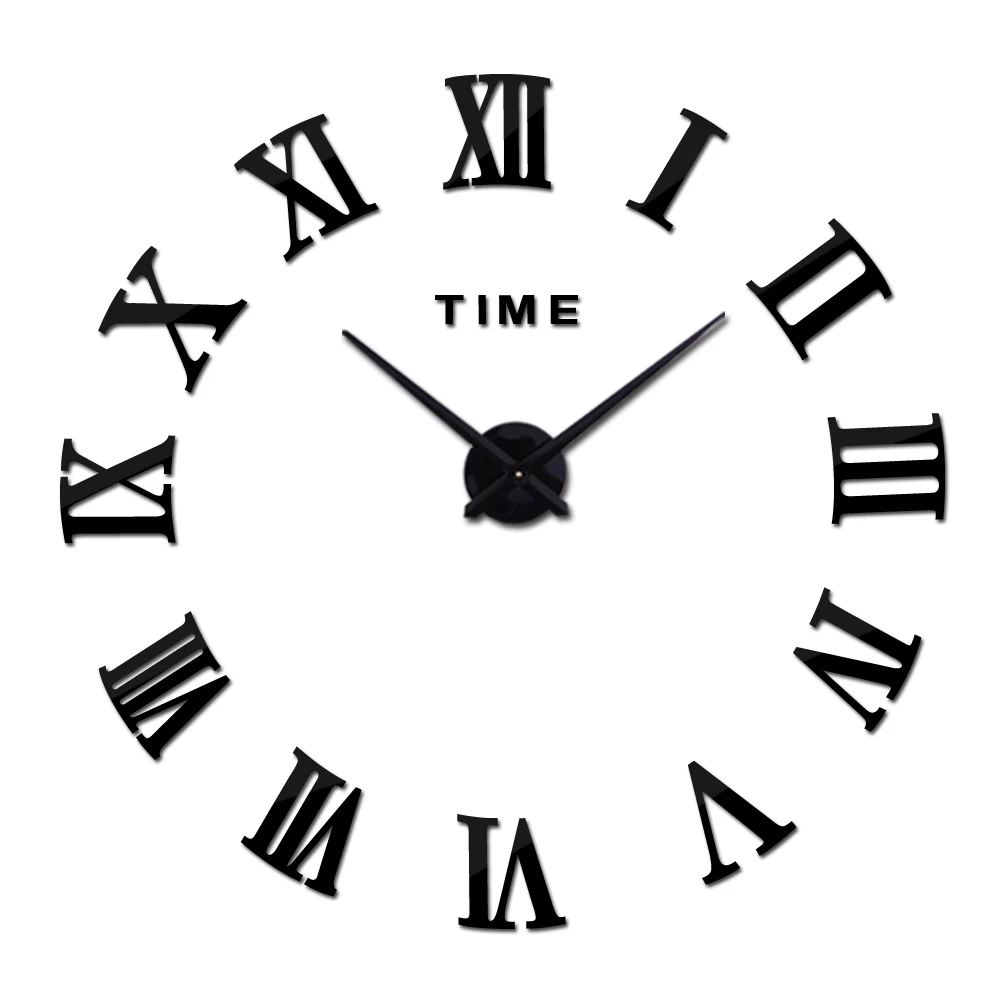 Gran espejo acrílico reloj de pared diy reloj de cuarzo de una Sola Cara de los relojes de casa moderna de la decoración de la sala de estar círculo romano pegatinas 4
