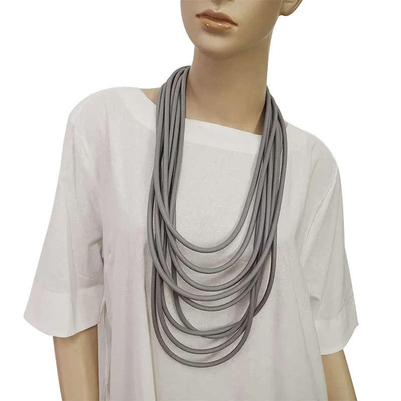 YD&YDBZ Multi Color de Silicona Suave de la Cuerda Collar Largo Para Mujeres Únicas Multi-capa de Material de Cuero de los Collares de Fiesta Accesorios 4