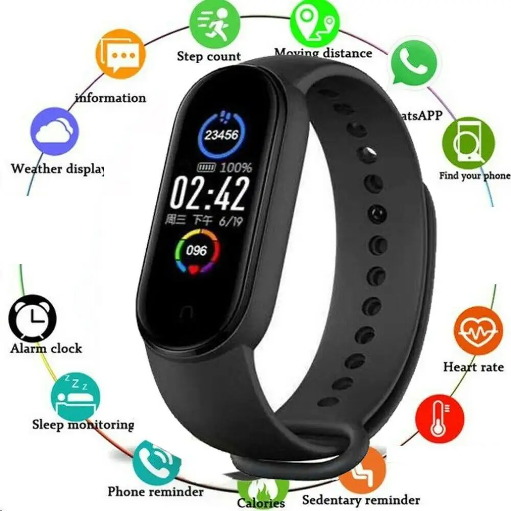 M5 Reloj Inteligente Impermeable IP67 Deporte Smartwatch de la Frecuencia Cardíaca Presión Arterial Sueño de Fitness Tracker Reloj de Pulsera Para Android IOS 4