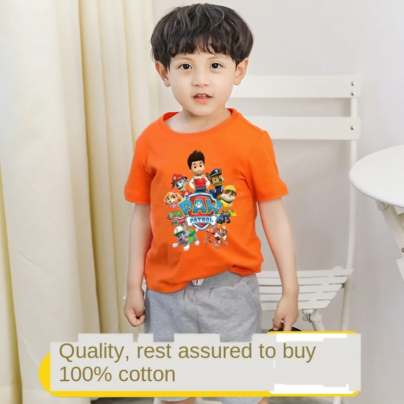 La pata de la Patrulla de la Nueva 2020 de las Niñas Ropa de Bebé de la Primavera Verano Transpirable de Algodón T-shirt para Niños de Manga Corta Traje de ropa de Niños 4