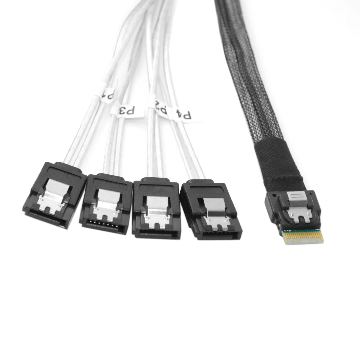Chenyang Slim Line SAS 4.0 SFF-8654 4i 38pin Host a 4 SATA 7 pin de Disco Duro de Destino Fanout Raid Cable de 50cm 4