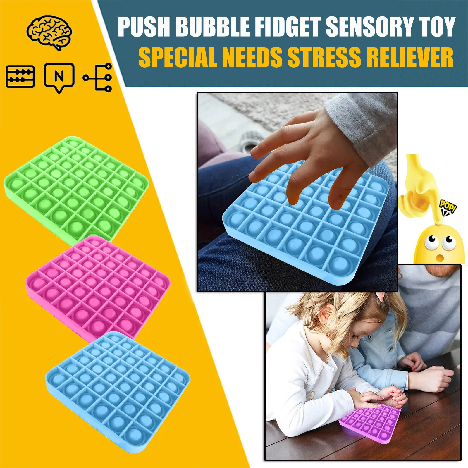 Empuje la Burbuja Fidget Sensorial Juguete Autismo Necesidades Especiales Calmante para el Estrés Rompecabezas juguetes de la novedad de juguete burbujas de aliviar la ansiedad de los juguetes 4