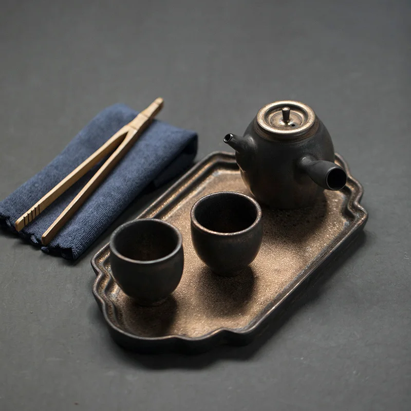 TANGPIN chino de kung fu juegos de té de cerámica vaso de agua con 2 tazas de té y una bandeja de té japonés conjunto de cristalería 4