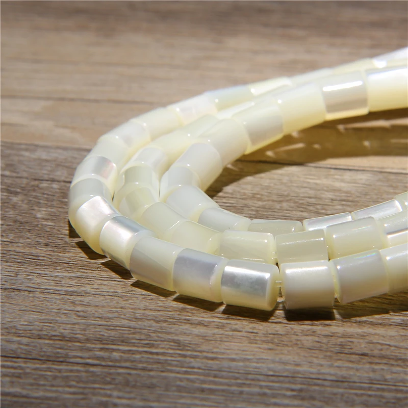 5x6mm Blanco Natural de la Madre de Concha de Perla tubo de Perlas Sueltas brillante Shell Espaciador Perlas Para la Joyería del Collar de la Crafs Hebra de 15