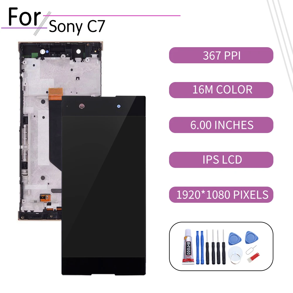 ORIGINAL Para SONY Xperia XA1 Ultra LCD de Pantalla Táctil Digitalizador Asamblea Para Sony XA1 Ultra Pantalla con Marco de Reemplazo C7 LCD 5