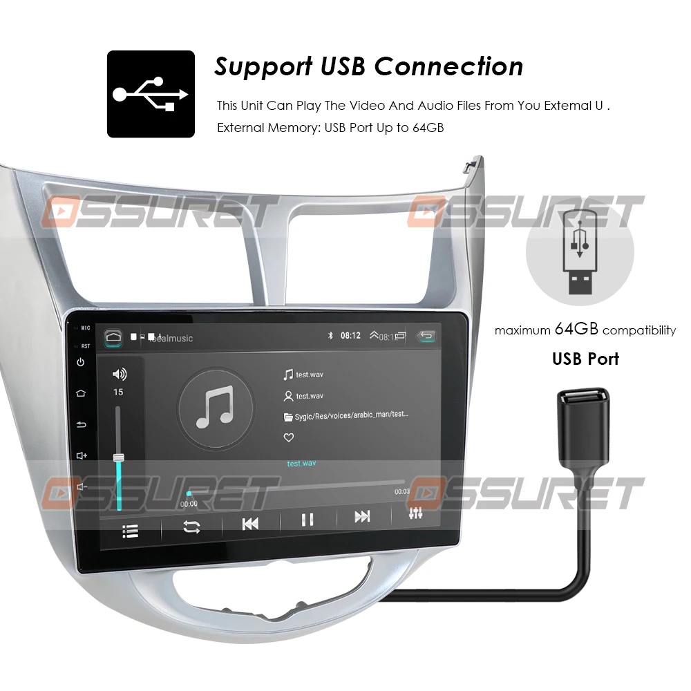 9 Pulgadas 2 Din Android GPS del Coche de Radio para Hyundai Solaris Verna 2010 - 2016 de Navegación del Reproductor USB Control del Volante 5