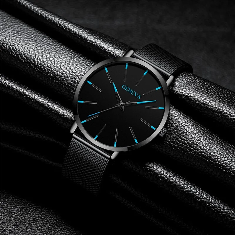 GINEBRA 2019 Reloj de los Hombres Reloj Ultra-Delgada de los Hombres de Negocios de los Relojes de Cuarzo de la Correa de la Malla de Simple Reloj de Pulsera Masculino Reloj Relojes masculino 5