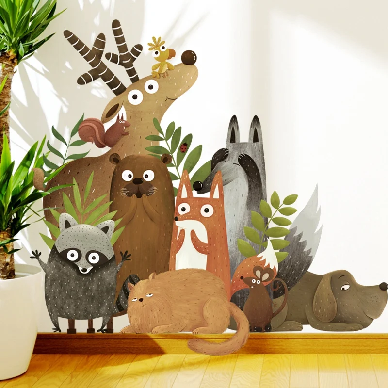 De dibujos animados Lindo Mapache Gatos Animales Fiesta de salón Dormitorio, habitación de los Niños de Vinilo Decoración de la Pared Pegatinas Decal Casa de Arte Decorativa Mural 5