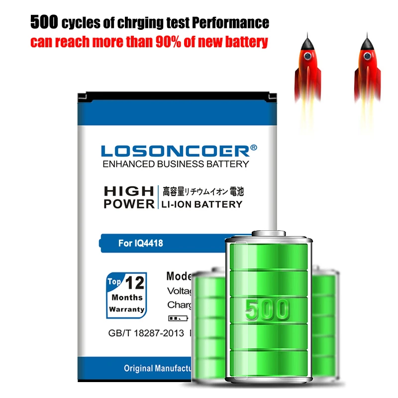 LOSONCOER 2600mAh BL3818 Batería Para VOLAR IQ4418 IQ 4418 ERA de Estilo 4 BL 3818 / Micromax S308 de Litio-ion batería de polímero de 5