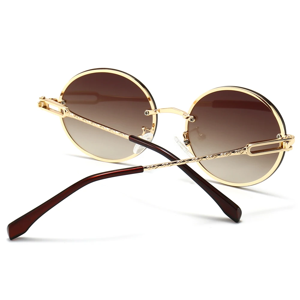 Peekaboo mens ovalada gafas de sol de las mujeres retro marrón ronda de gafas de sol de marco de metal uv400 regalos masculina de estilo de verano accesorios 5