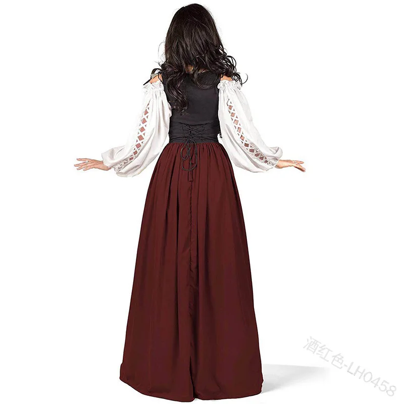 Plus Tamaño Mujeres Medieval de Disfraces Vestido de Gótico vendaje Victoriana con la Túnica de la Espalda de Encaje Vintage de Palacio de Lujo Maxi Vestido Largo Vestido 5