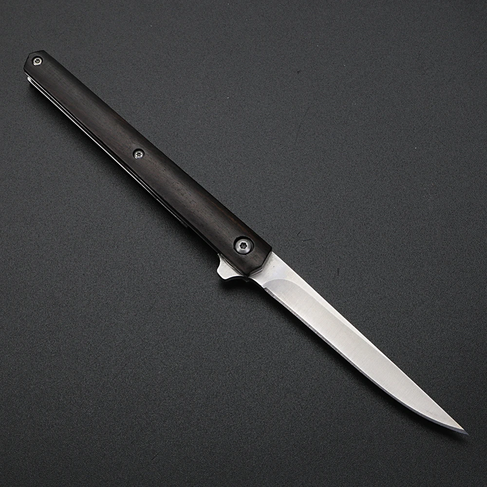 Doblar la hoja del cuchillo Negro 59HRC mango de las navajas de bolsillo para acampar al aire libre cuchillo de caza cuchillos de frutas 5