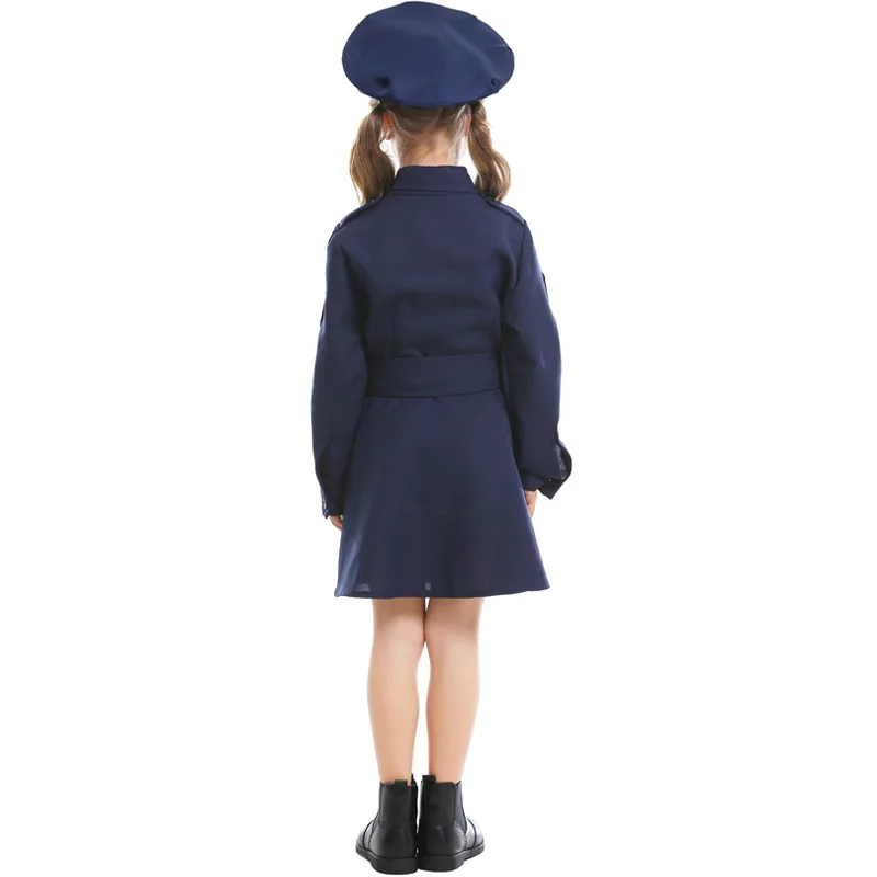 Las niñas oficial de la Policía de traje de cosplay de halloween para niña de Carnaval, disfraces Encantadores de la Policía de Uniforme de las Niñas Slim de la Policía de la Falda 5