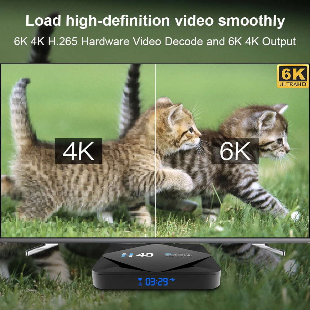 Android TV Box Android 10 4 gb de RAM y 64 GB de ROM 6K H. 265 Reproductor Multimedia de Vídeo 3D 2.4 G 5 ghz Wifi Bluetooth Smart TV Box Set top box 5